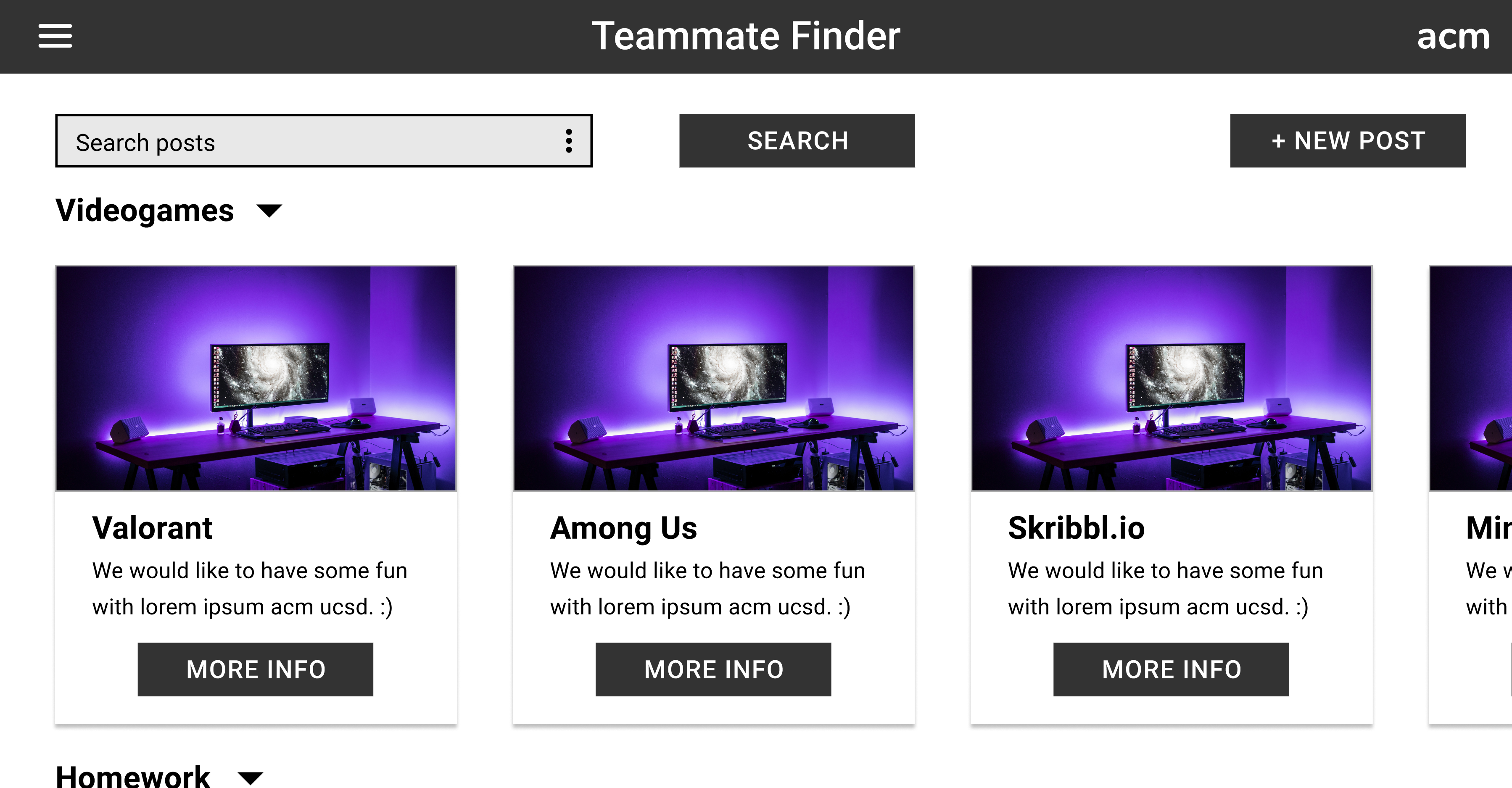 Preview of ACM Teammate Finder